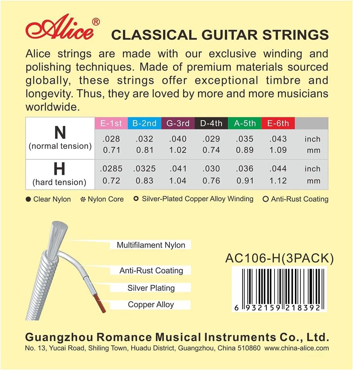 Cuerdas Alice Clasica A106 2