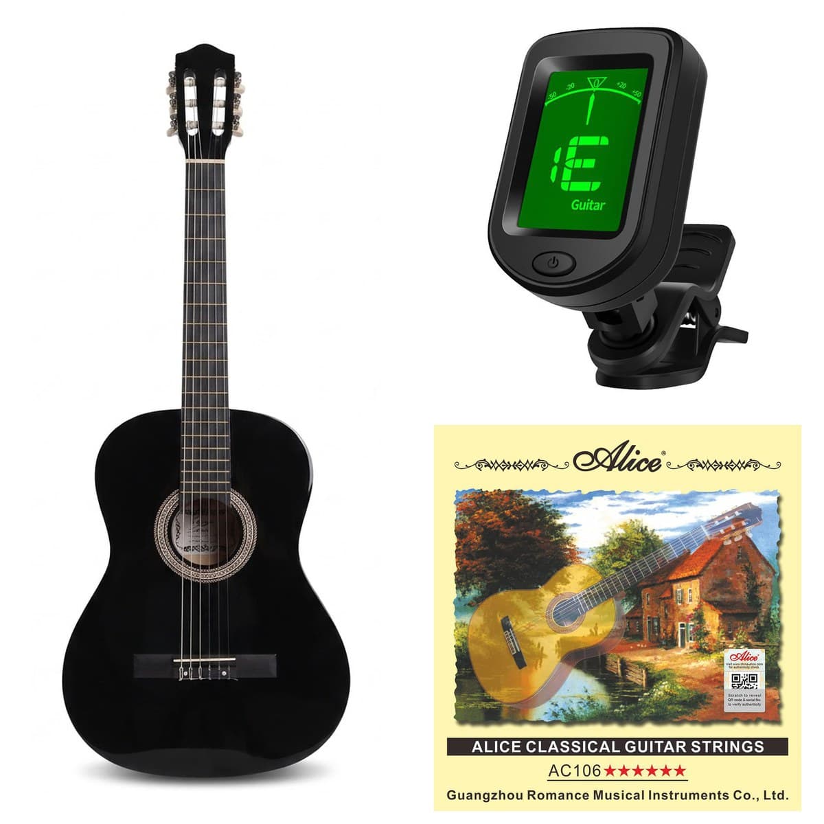 Kit Principiante Guitarra Clásica Grape · Negro