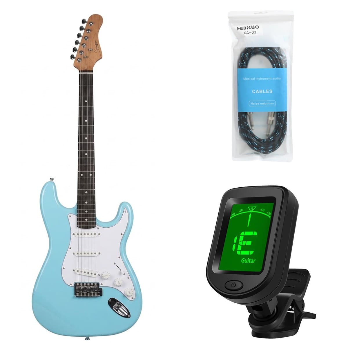 Kit Principiante Guitarra Eléctrica Smiger Stratocaster Celeste
