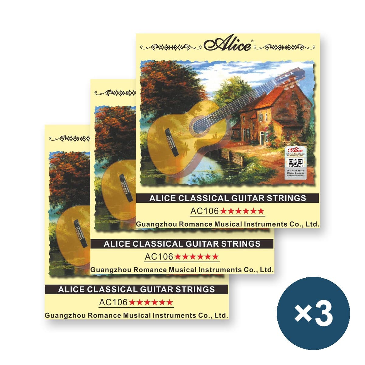 Pack de 3 Cuerdas Alice A106 para Guitarra Clásica (Tensión Normal)