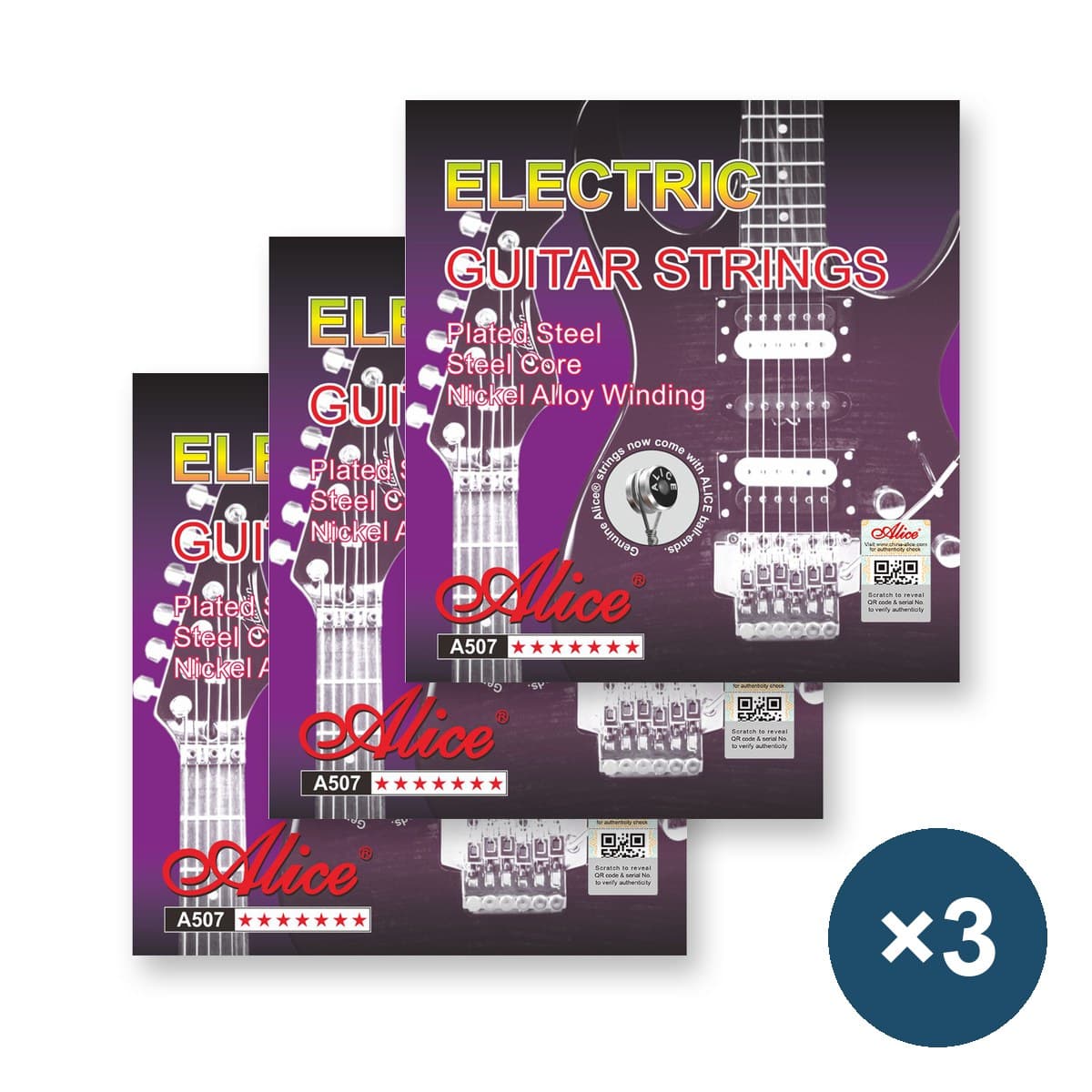 Pack de 3 Cuerdas Alice A507-SL 09-42 para Guitarra Eléctrica